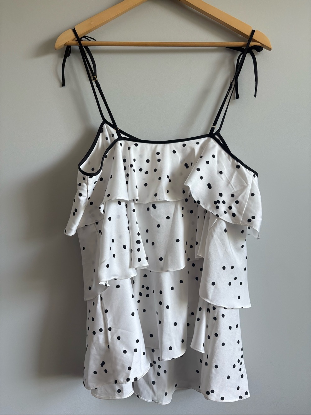 Kate Spade New York Confetti Dot Charmeuse Tiered Top | Size Large - Picture 5 of 5
